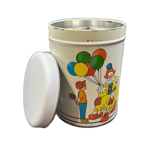 Vintage Clown with Balloons/Boy with Lollipop Tin Can - Picture 4 of 9